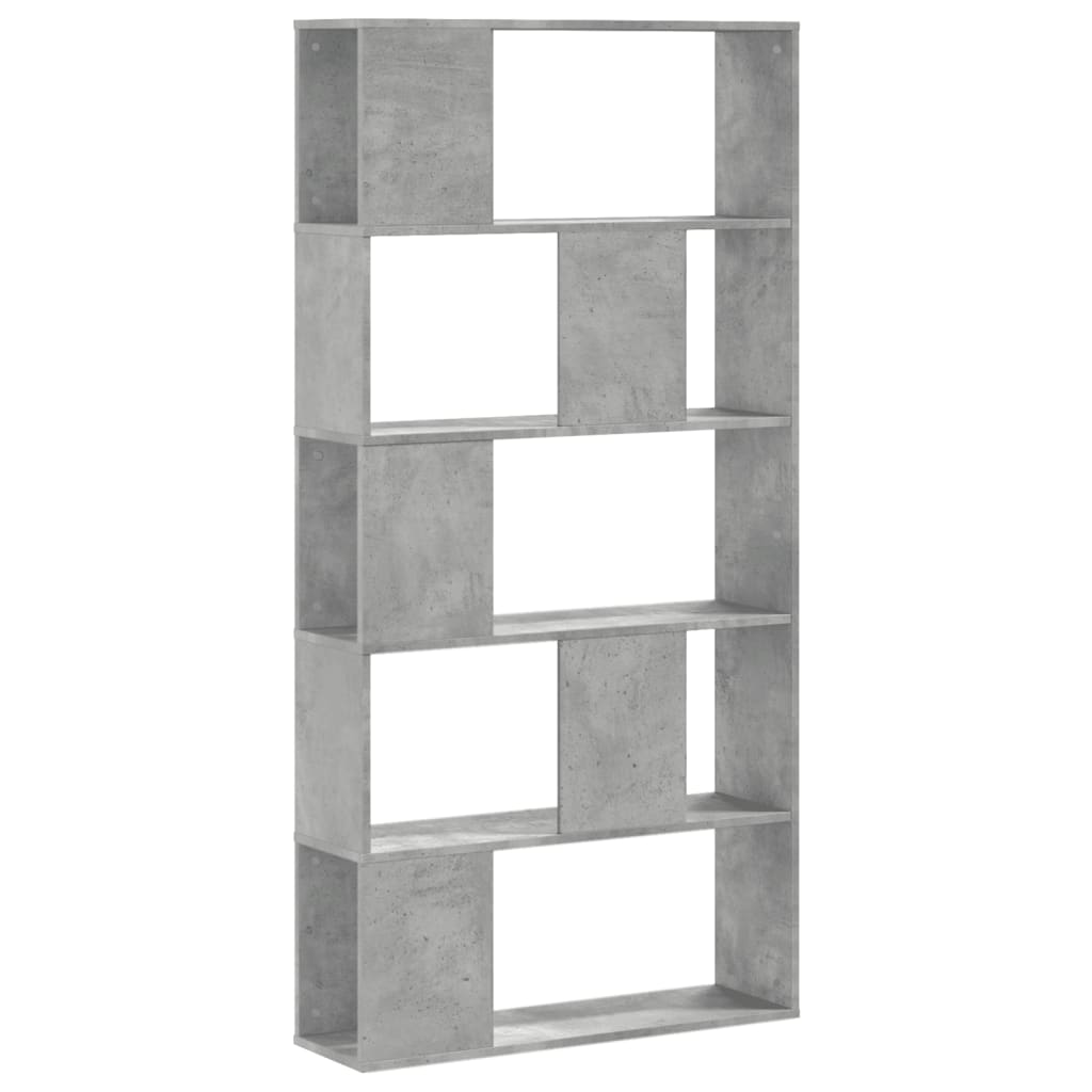 Bookcase 5-Tier Concrete Grey 80,5x23,5x162,5 cm Engineered Wood