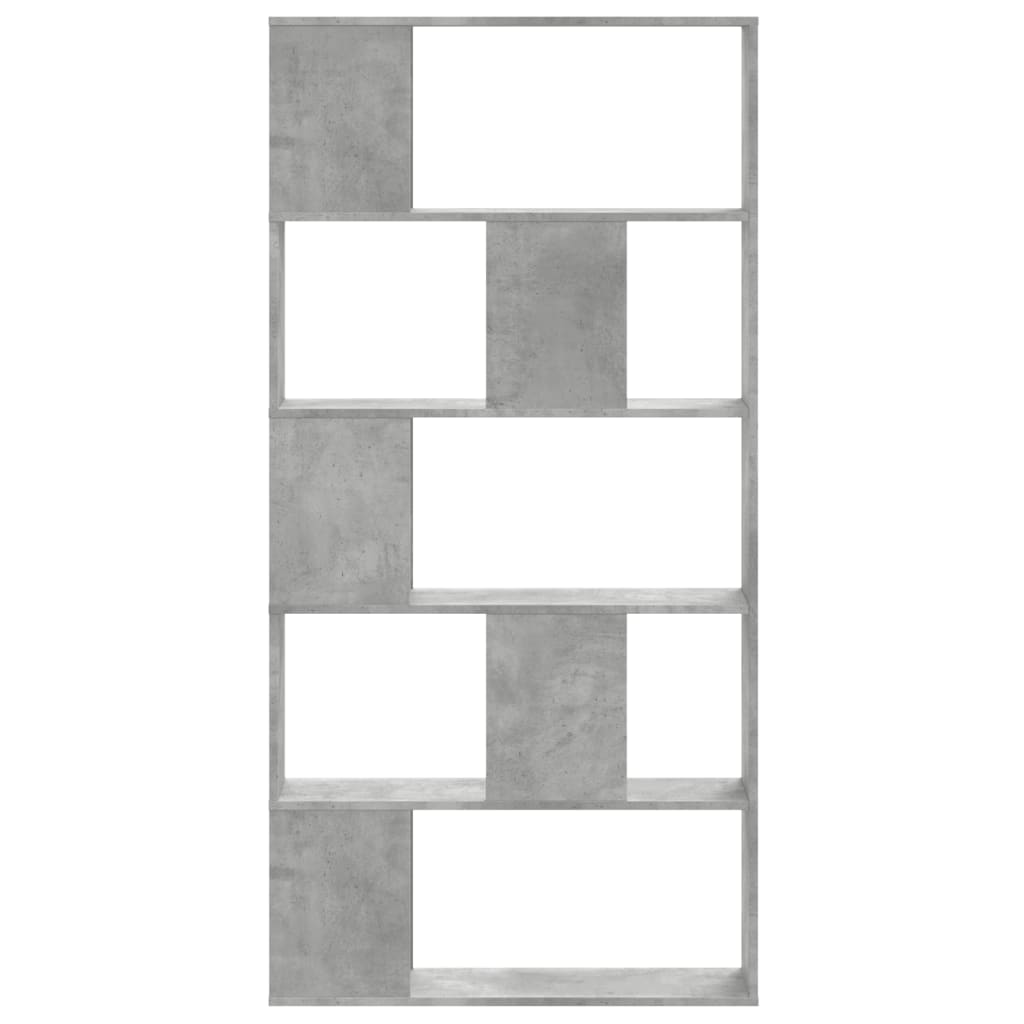 Bookcase 5-Tier Concrete Grey 80,5x23,5x162,5 cm Engineered Wood