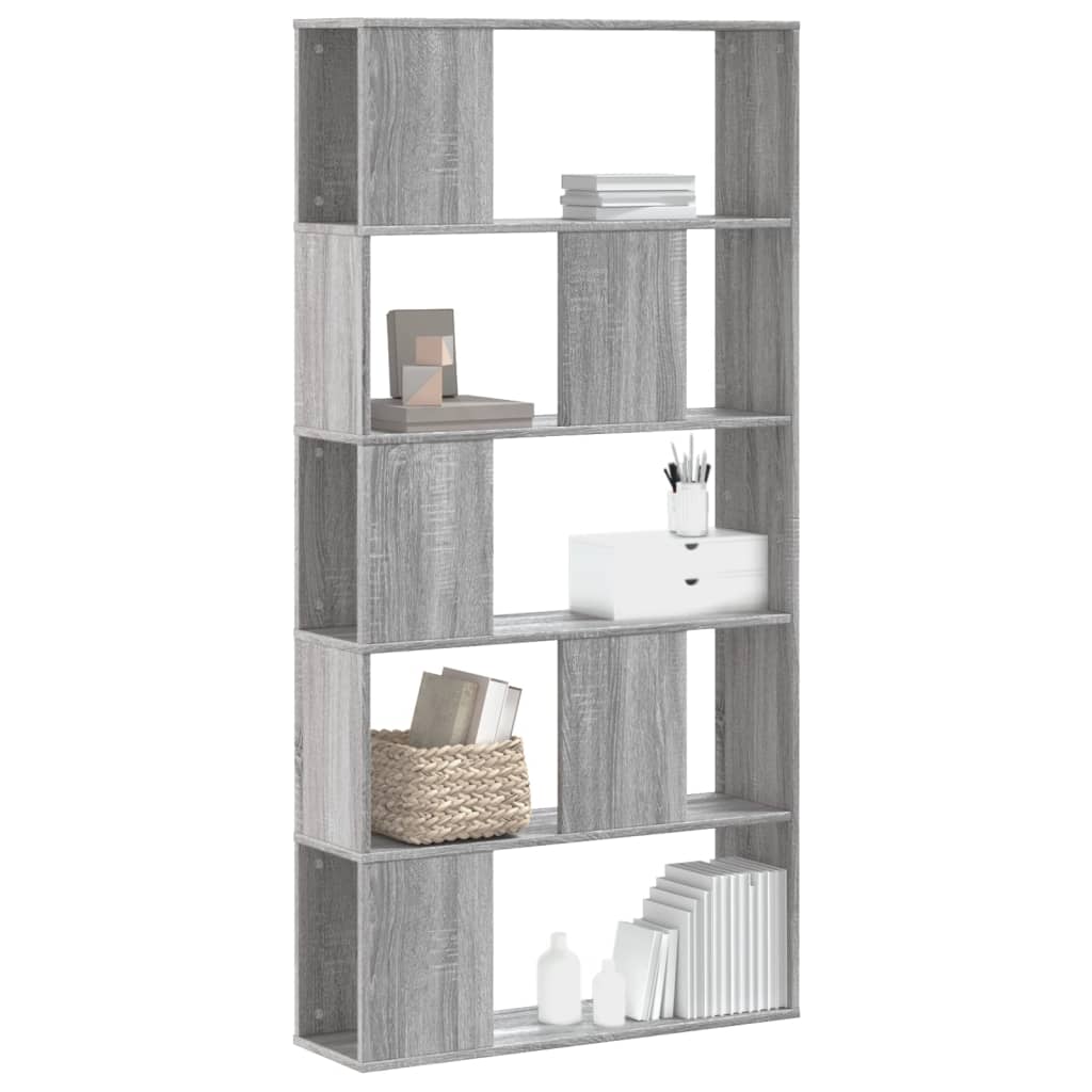 Bookcase 5-Tier Grey Sonoma 80,5x23,5x162,5 cm Engineered Wood