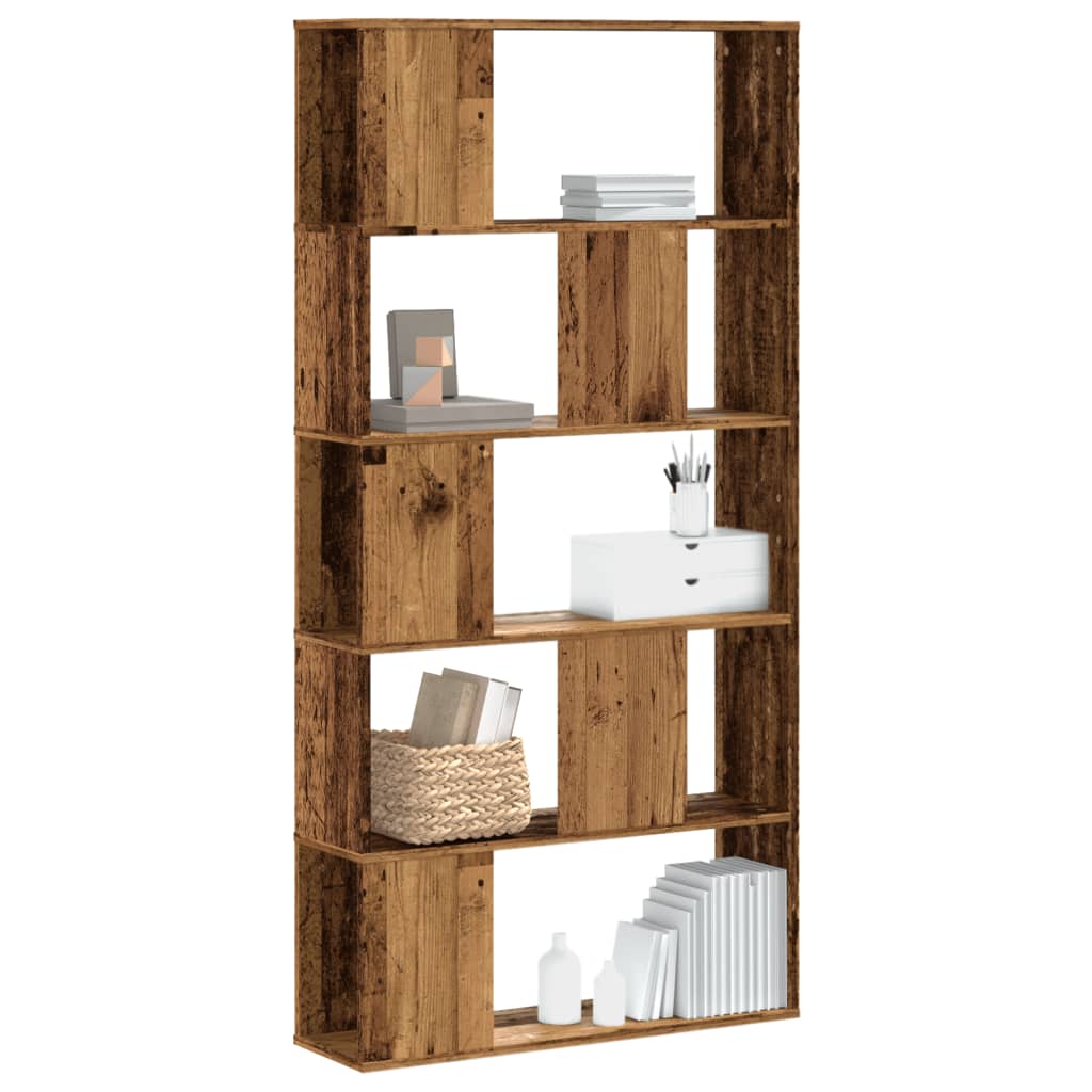 Bookcase 5-Tier Old Wood 80,5x23,5x162,5 cm Engineered Wood