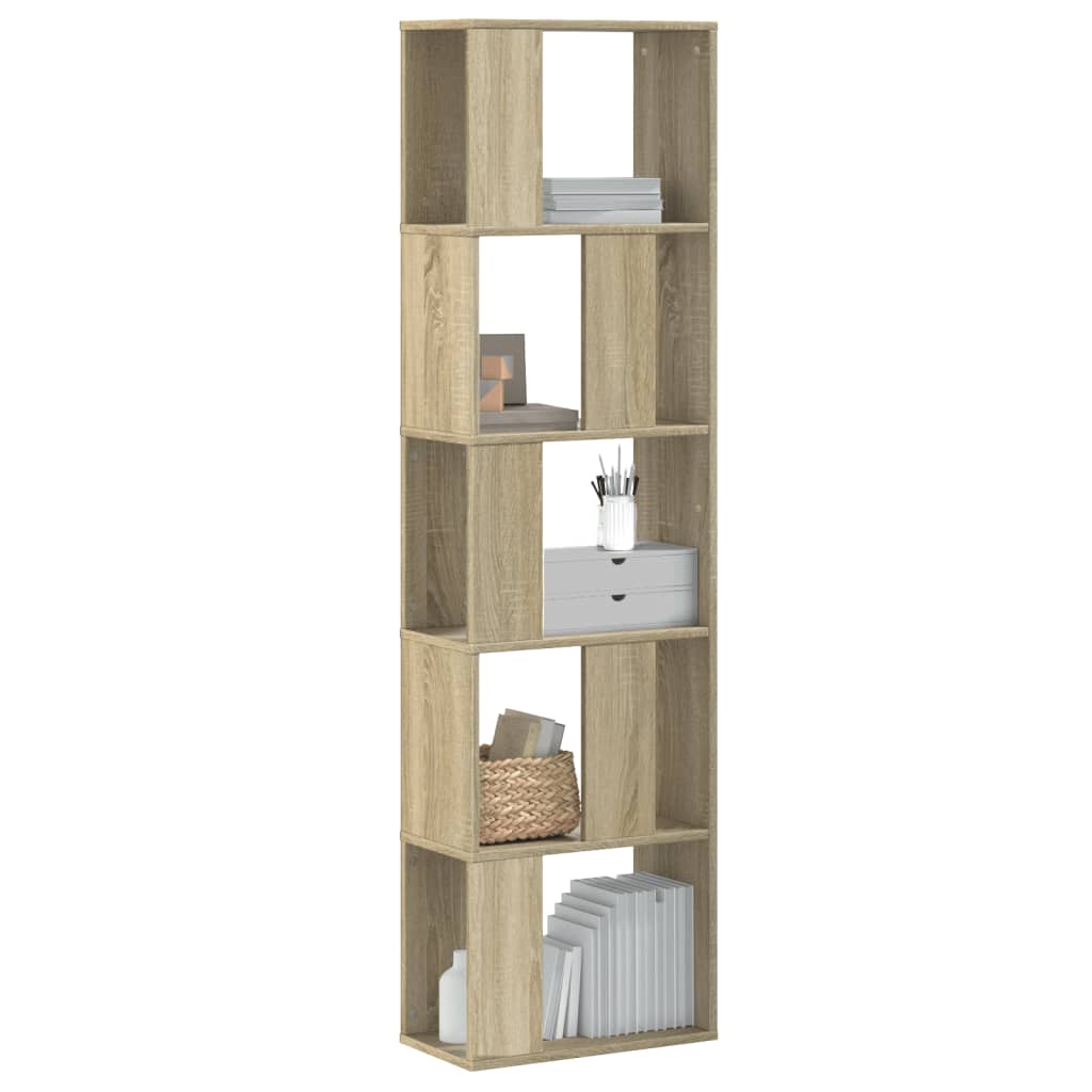 Bookcase 5-Tier Sonoma Oak 45x23,5x162,5 cm Engineered Wood