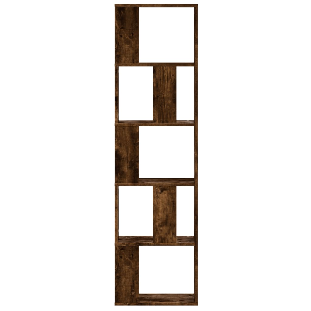 Bookcase 5-Tier Smoked Oak 45x23,5x162,5 cm Engineered Wood