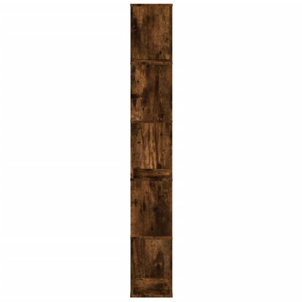 Bookcase 5-Tier Smoked Oak 45x23,5x162,5 cm Engineered Wood