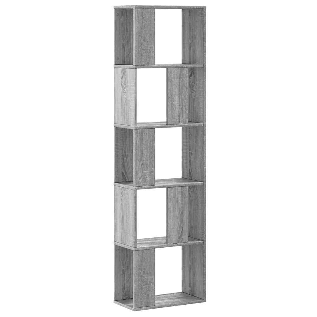 Bookcase 5-Tier Grey Sonoma 45x23,5x162,5 cm Engineered Wood