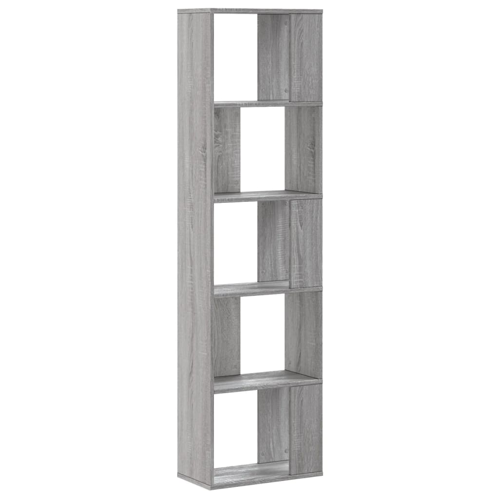 Bookcase 5-Tier Grey Sonoma 45x23,5x162,5 cm Engineered Wood