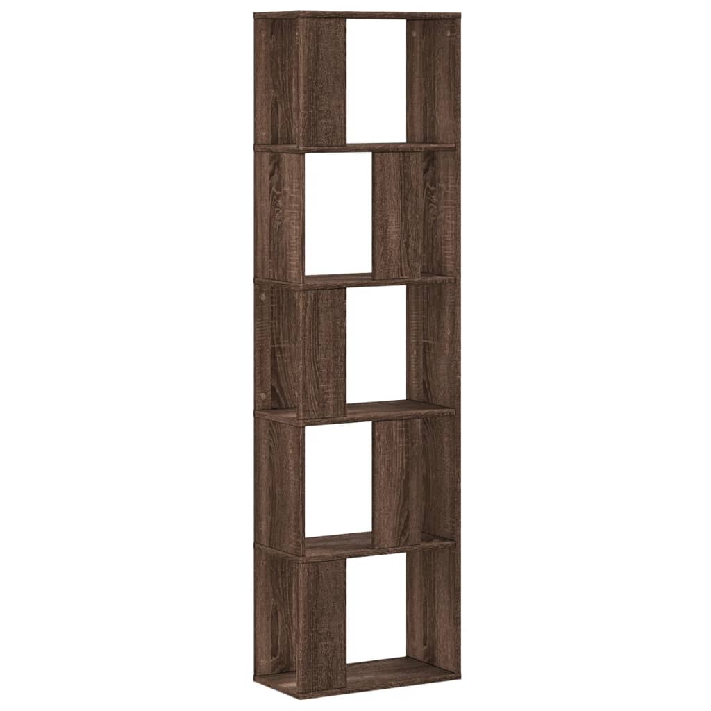 Bookcase 5-Tier Brown Oak 45x23,5x162,5 cm Engineered Wood