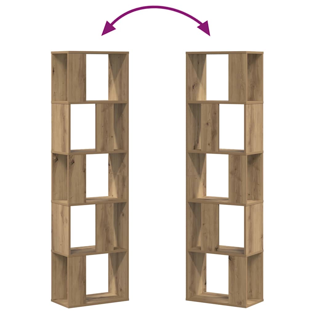 Bookcase 5-Tier Artisian Oak 45x23,5x162,5 cm Engineered Wood