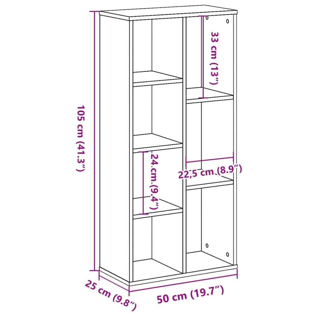 Bookcase Old Wood 50x25x105 cm Engineered Wood