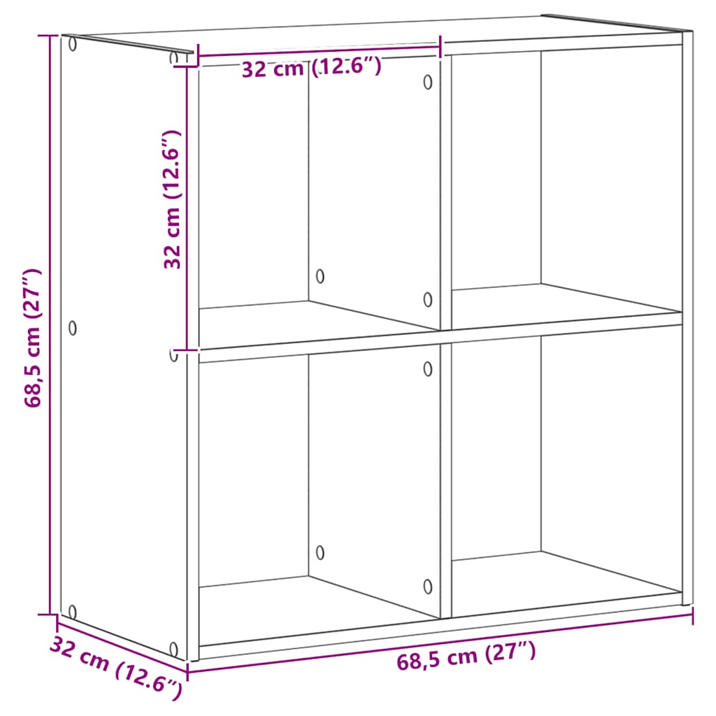 Bookcase Artisian Oak 68,5x32x68,5 cm Engineered Wood