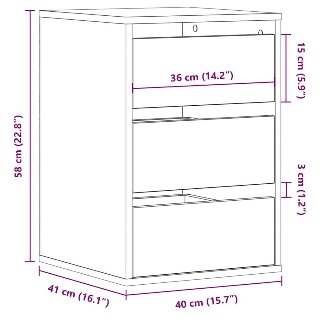 Corner Chest of Drawers Artisian Oak 40x41x58 cm Engineered Wood
