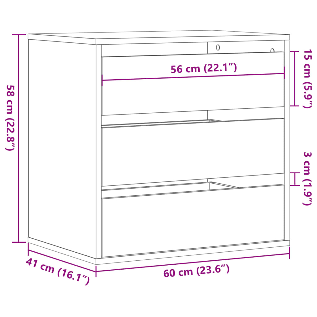 Corner Chest of Drawers Concrete Grey 60x41x58 cm Engineered Wood