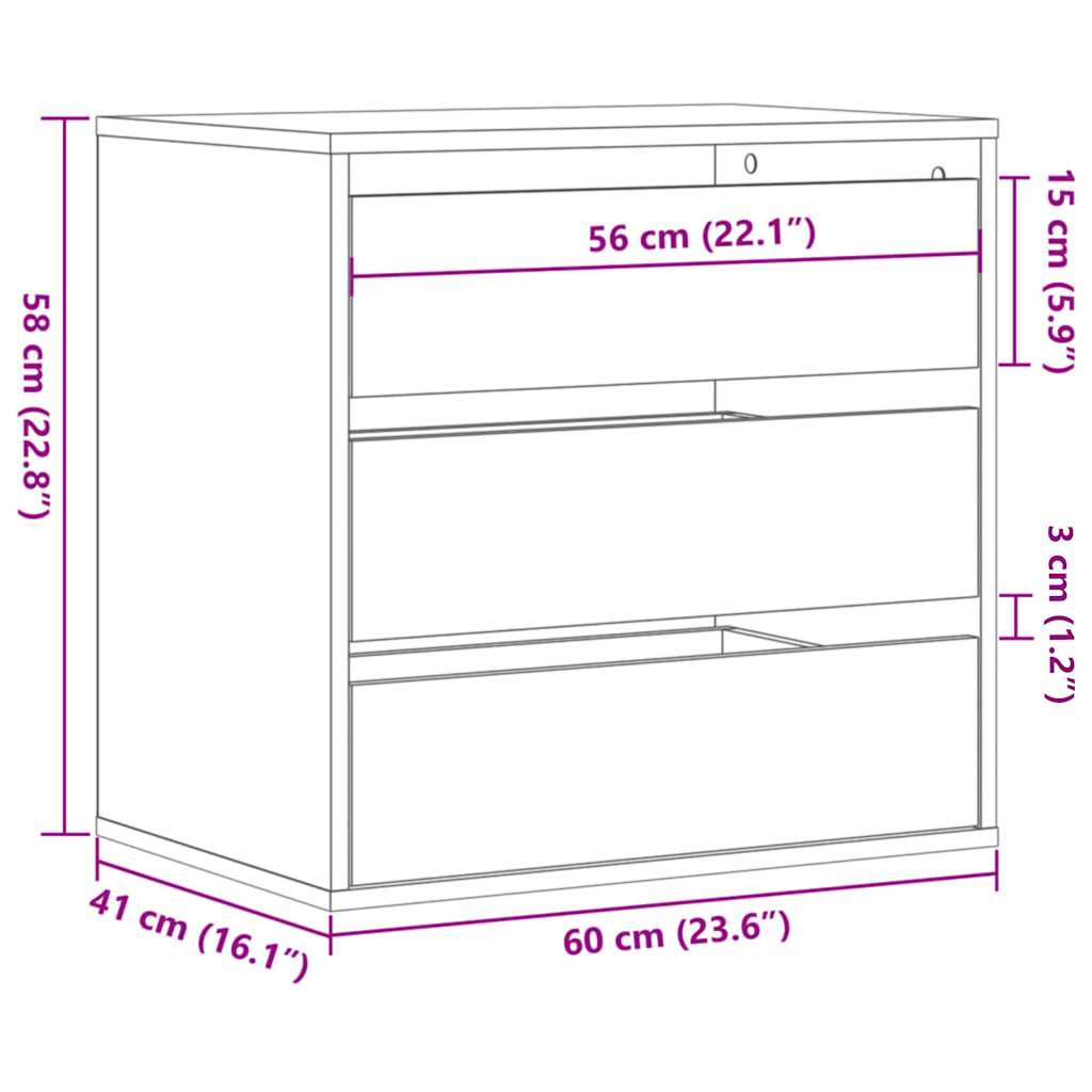 Corner Chest of Drawers Artisian Oak 60x41x58 cm Engineered Wood