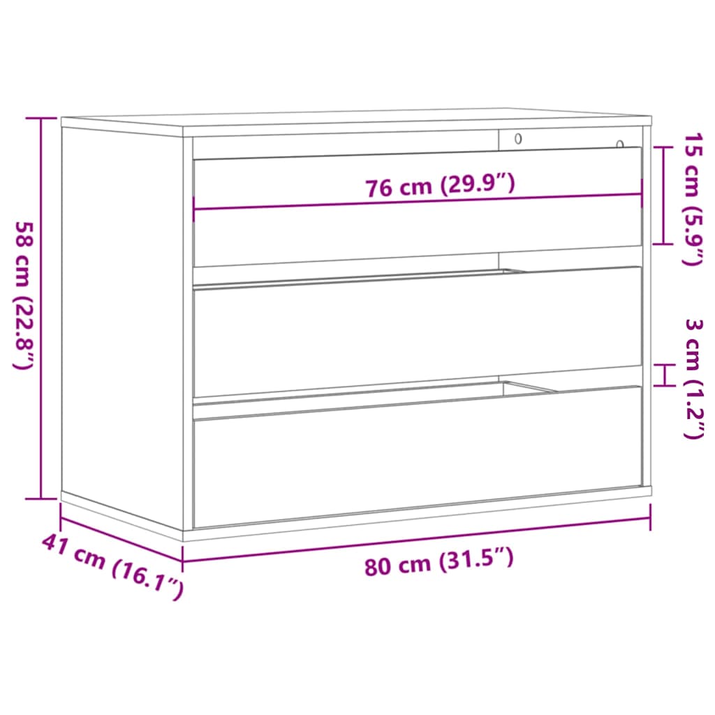 Corner Chest of Drawers Artisian Oak 80x41x58 cm Engineered Wood