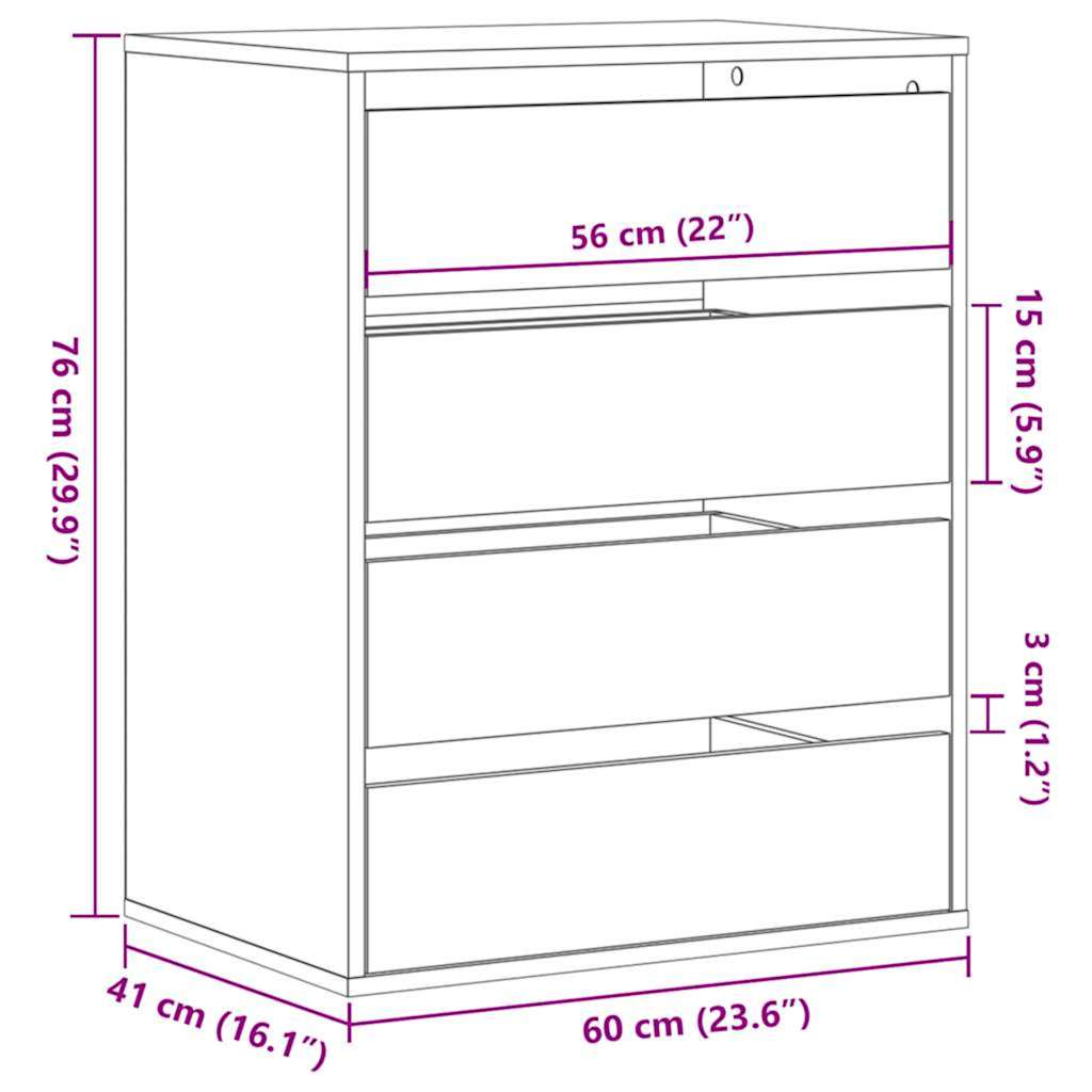 Corner Chest of Drawers Artisian Oak 60x41x76 cm Engineered Wood