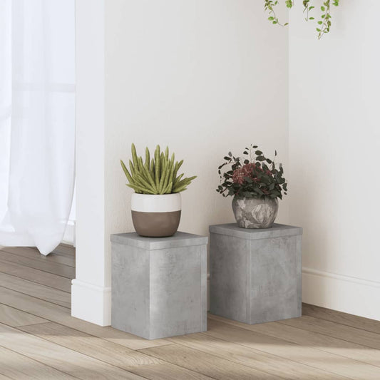 Plant Stand 2 pcs Concrete Grey 15 x 15 x 20 cm Engineered Wood