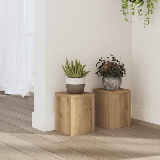 Plant Stand 2 pcs Oak 15 x 15 x 20 cm Engineered Wood