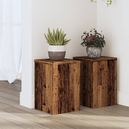 vidaXL Plant Stands 2 pcs Old Wood 20x20x30 cm Engineered Wood