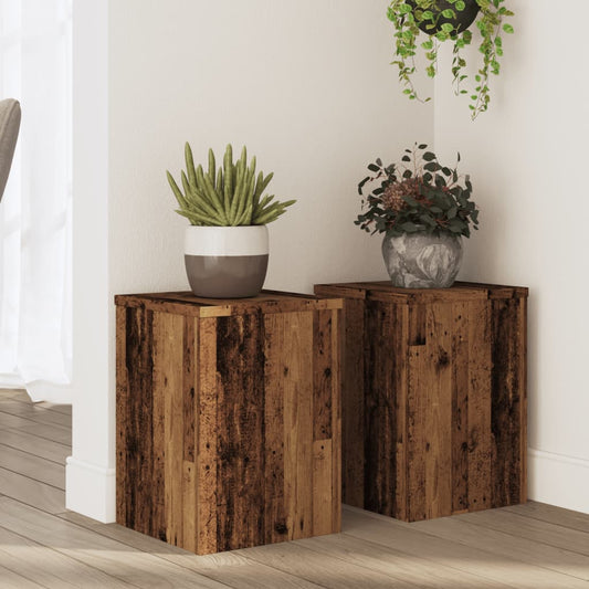 Plant Stand 2 pcs Old Wood 25 x 25 x 35 cm Engineered Wood