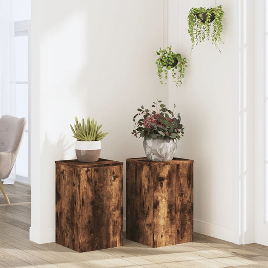 Plant Stand 2 pcs Smoked Oak 30 x 30 x 50 cm Engineered Wood