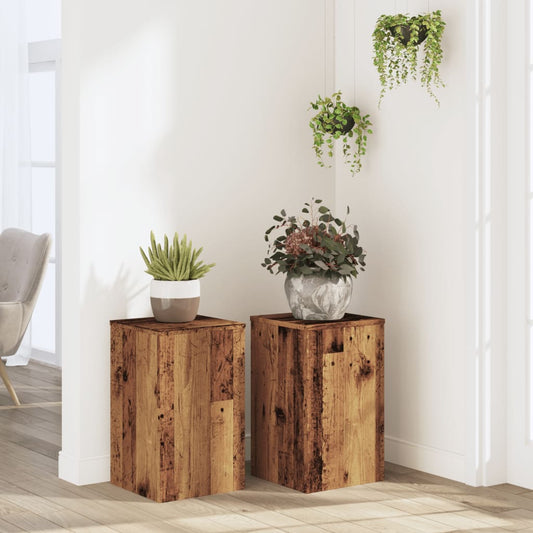Plant Stand 2 pcs Old Wood 30 x 30 x 50 cm Engineered Wood