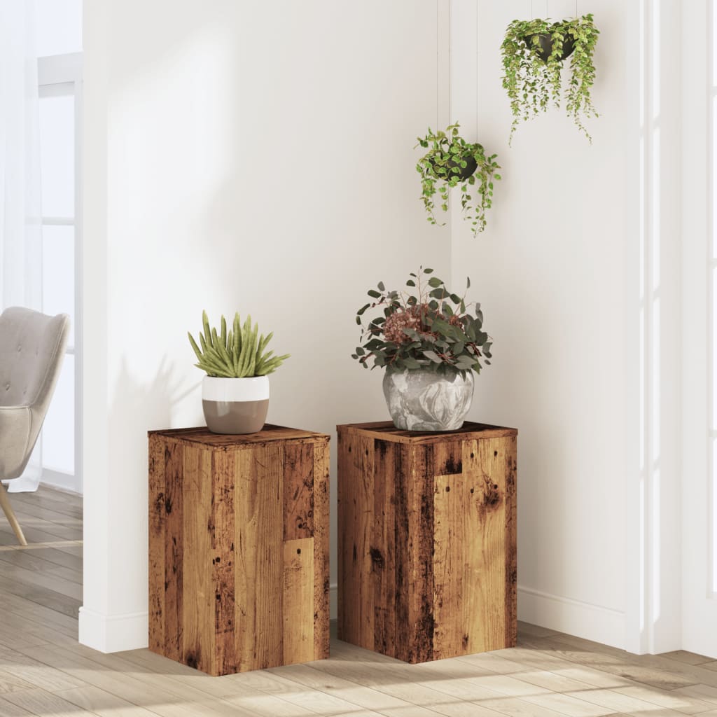 Plant Stands 2 pcs Old Wood 30x30x50 cm Engineered wood