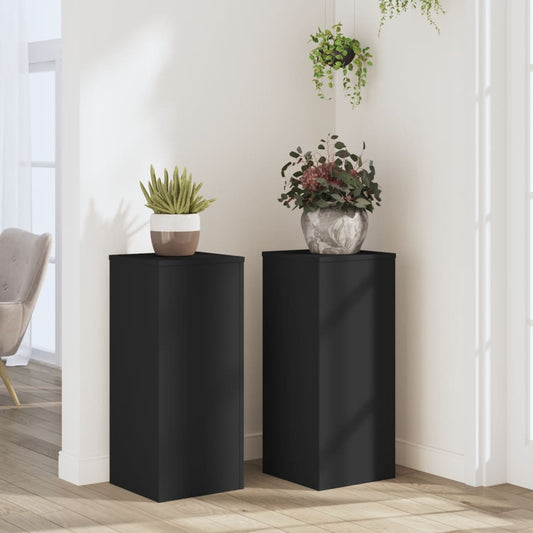 vidaXL Plant Stands 2 pcs Black 30x30x70 cm Engineered wood