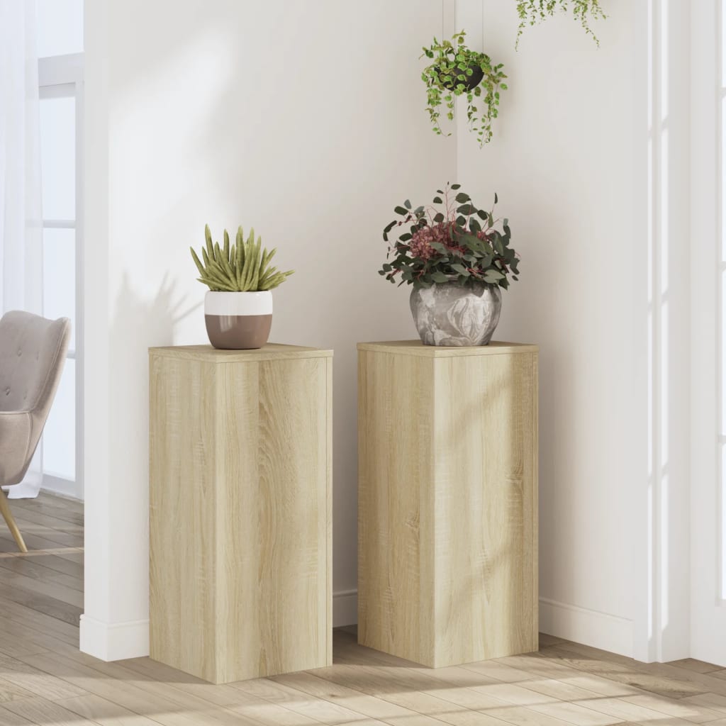 vidaXL Plant Stands 2 pcs Sonoma Oak 30x30x70 cm Engineered wood