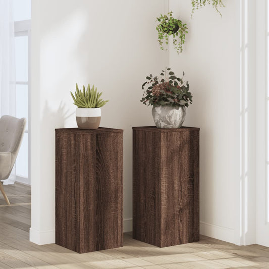 vidaXL Plant Stands 2 pcs Brown Oak 30x30x70 cm Engineered wood
