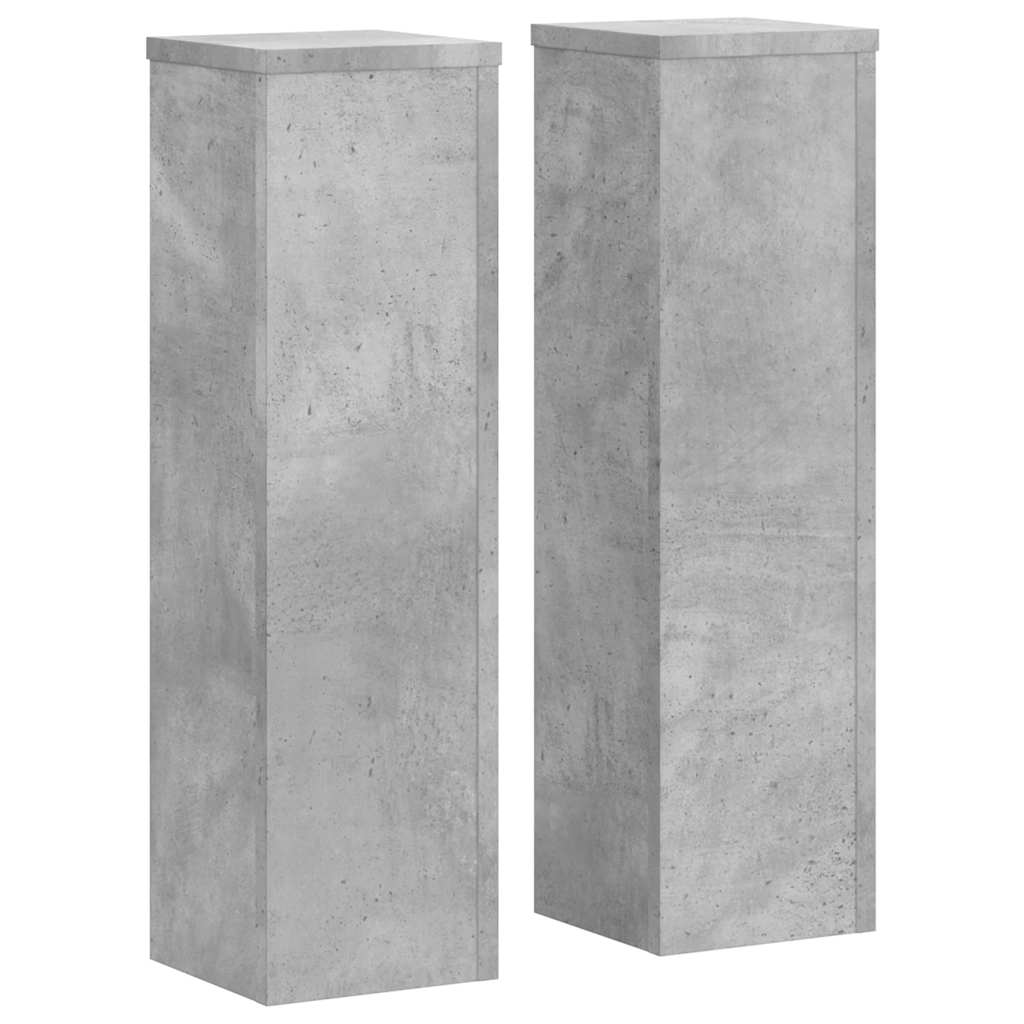 Plant Stands 2 pcs Concrete Grey 17x17x60 cm Engineered Wood