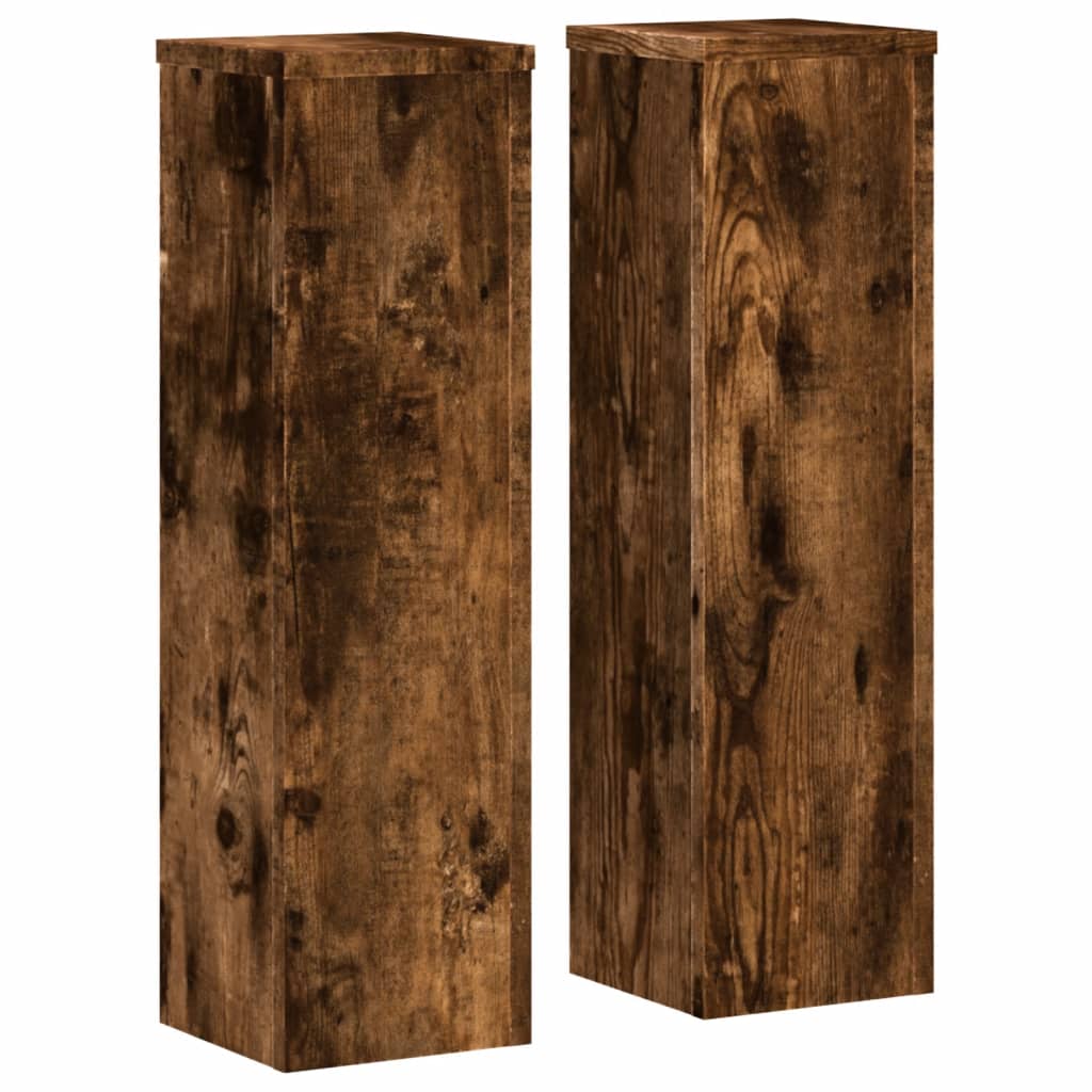 Plant Stands 2 pcs Smoked Oak 17x17x60 cm Engineered Wood