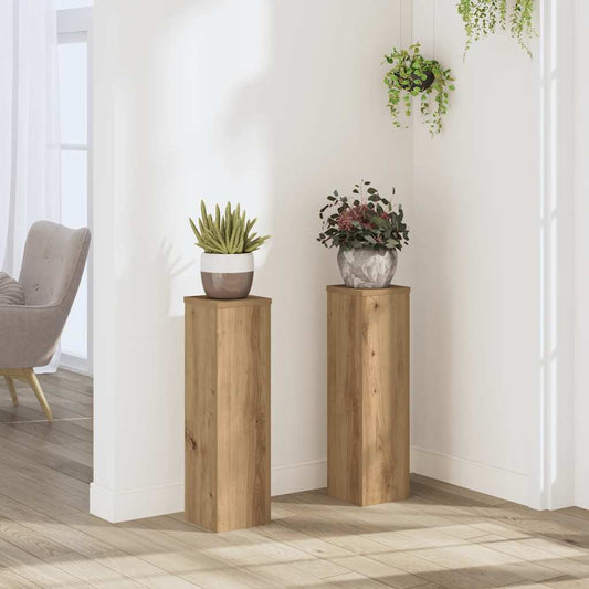 Plant Stand 2 pcs Oak 17 x 17 x 60 cm Engineered Wood