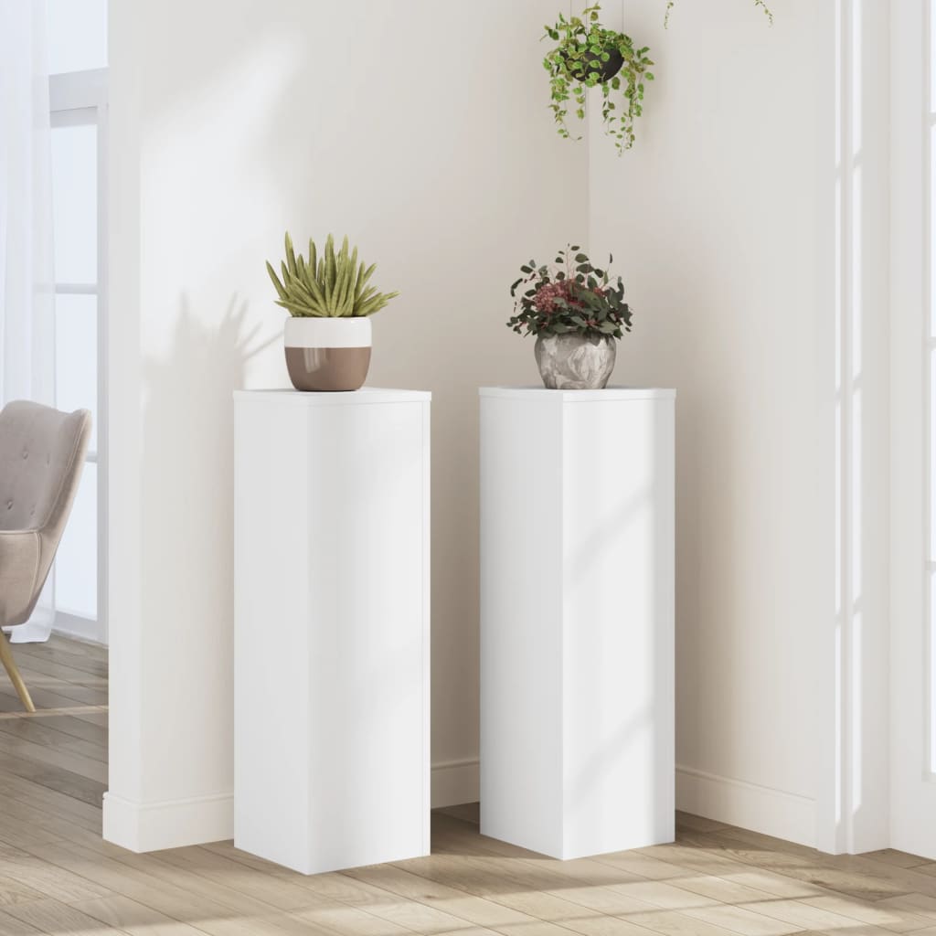 vidaXL Plant Stand 2pcs White 25x25x80 cm Engineered Wood