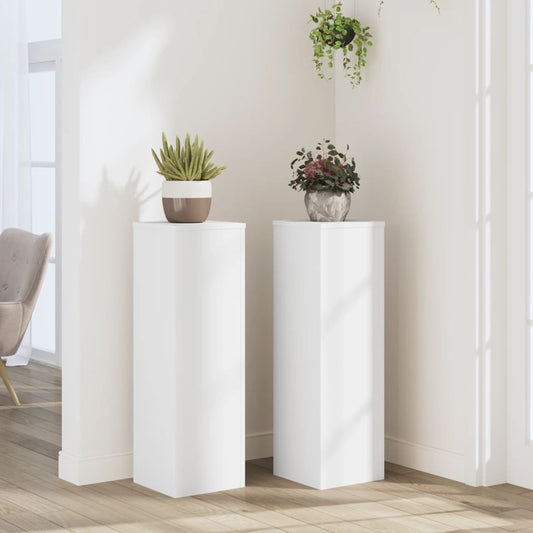 Plant Stand 2 pcs White 25 x 25 x 80 cm Engineered Wood