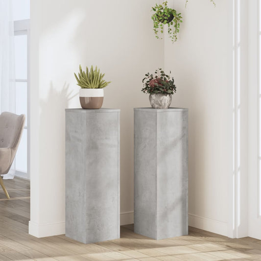 Plant Stand 2 pcs Concrete Grey 25 x 25 x 80 cm Engineered Wood