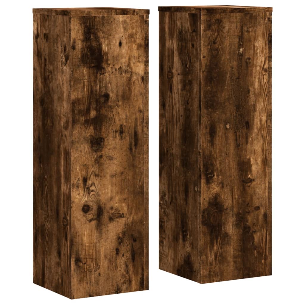 Plant Stands 2 pcs Smoked Oak 25x25x80 cm Engineered Wood