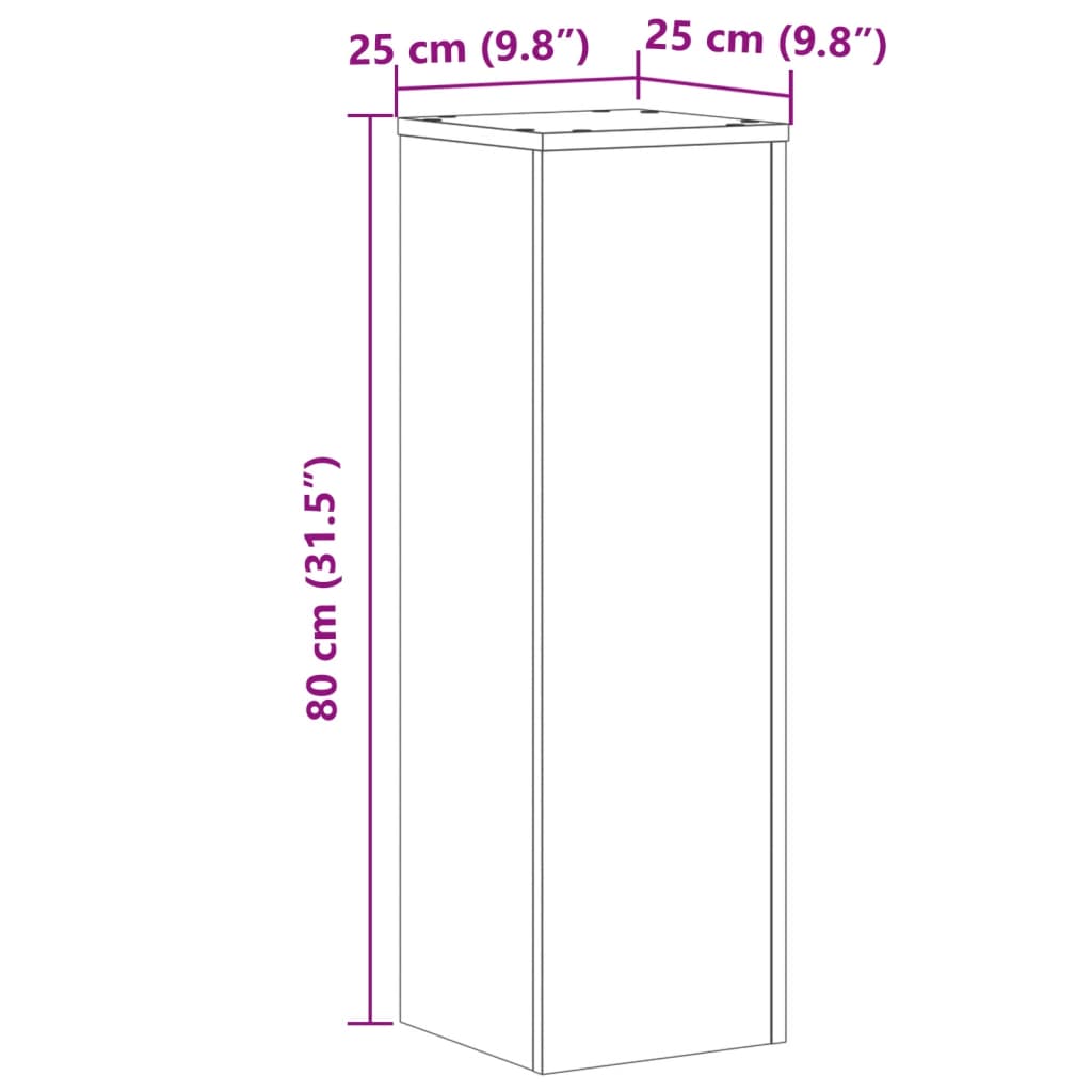 Plant Stands 2 pcs Old Wood 25x25x80 cm Engineered Wood