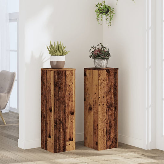 Plant Stand 2 pcs Old Wood 25 x 25 x 80 cm Engineered Wood