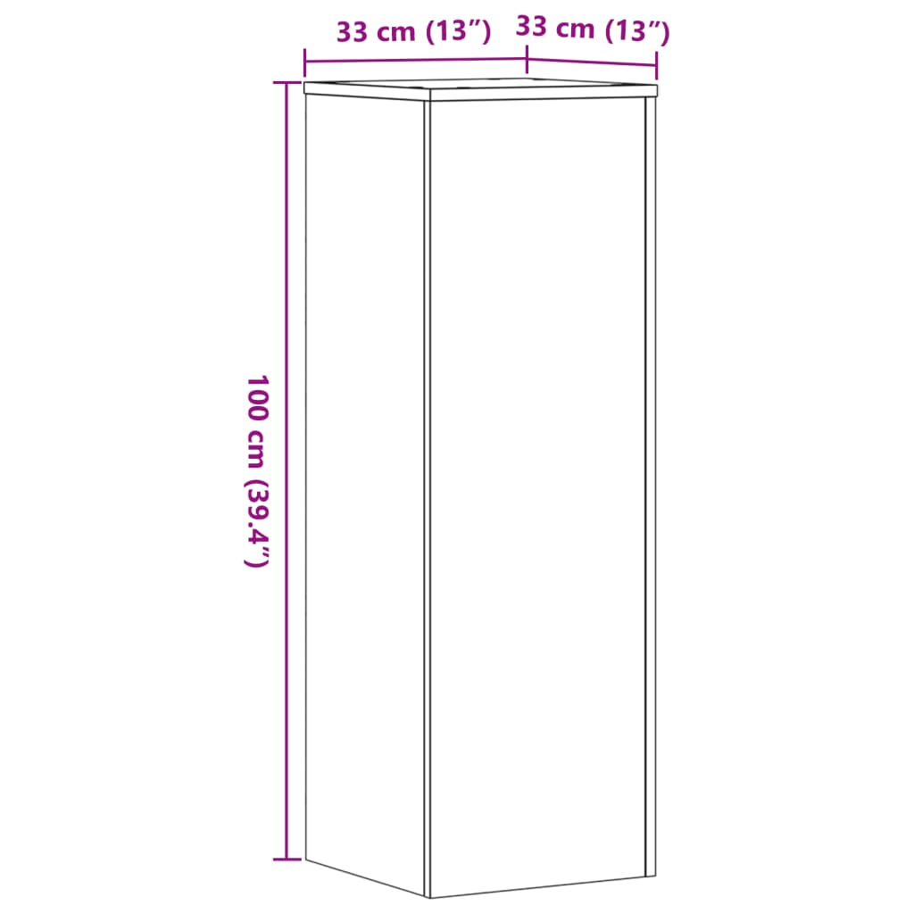 vidaXL Plant Stand Old Wood 33x33x100 cm Engineered Wood