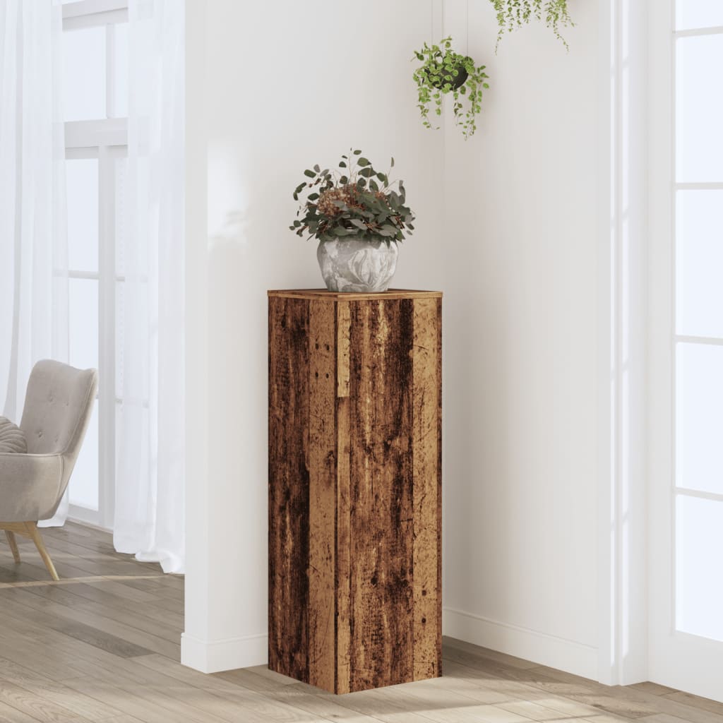 vidaXL Plant Stand Old Wood 33x33x100 cm Engineered Wood