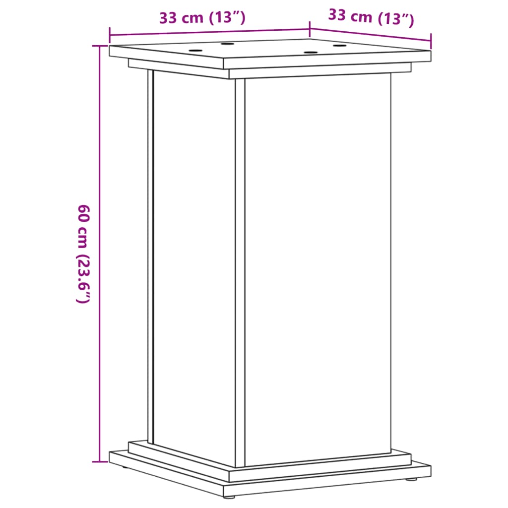 vidaXL Plant Stand Sonoma Oak 33x33x60 cm Engineered Wood