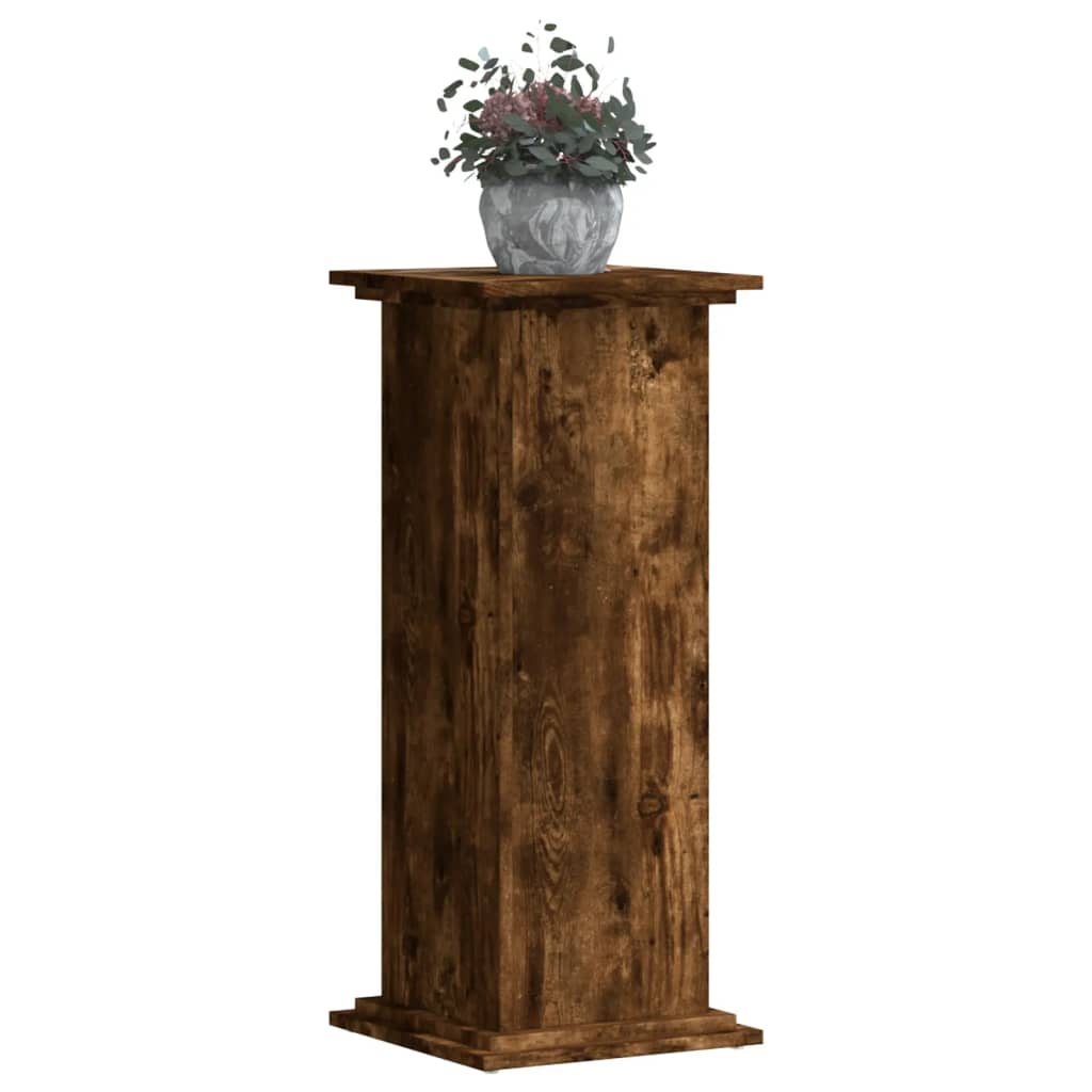 vidaXL Plant Stand Smoked Oak 33x33x80 cm Engineered Wood
