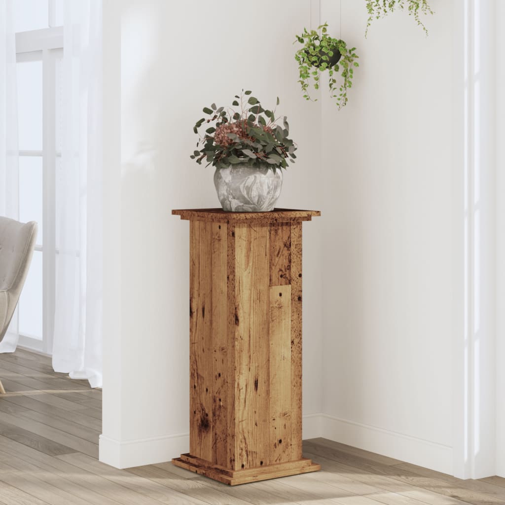 vidaXL Plant Stand Old Wood 33x33x80 cm Engineered Wood
