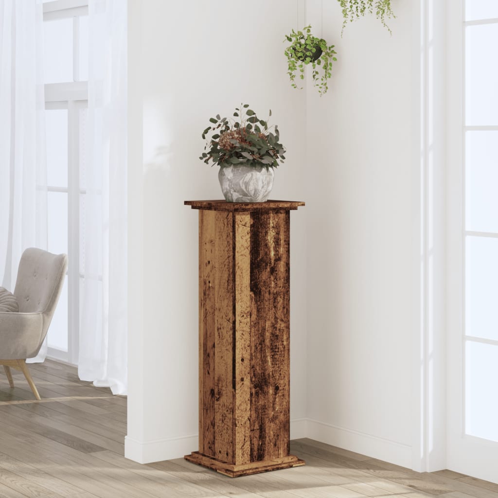 vidaXL Plant Stand Old Wood 33x33x100 cm Engineered Wood