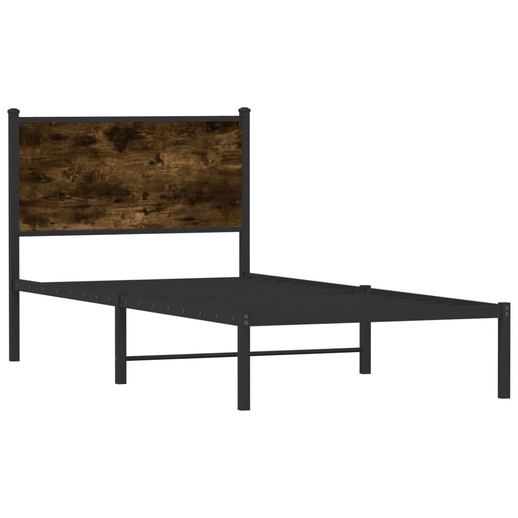 Metal Bed Frame without Mattress Smoked Oak 80x200 cm