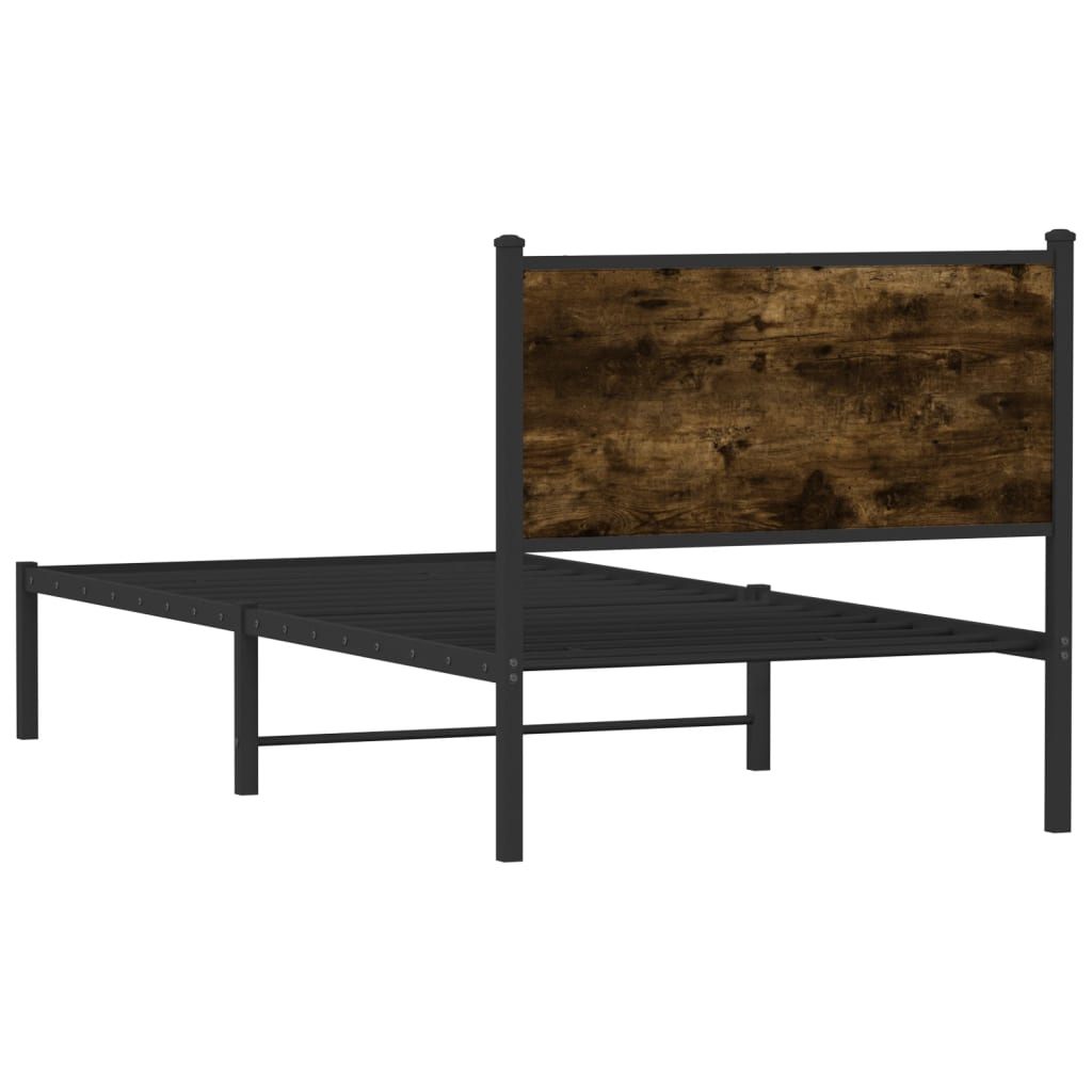 Metal Bed Frame without Mattress Smoked Oak 80x200 cm