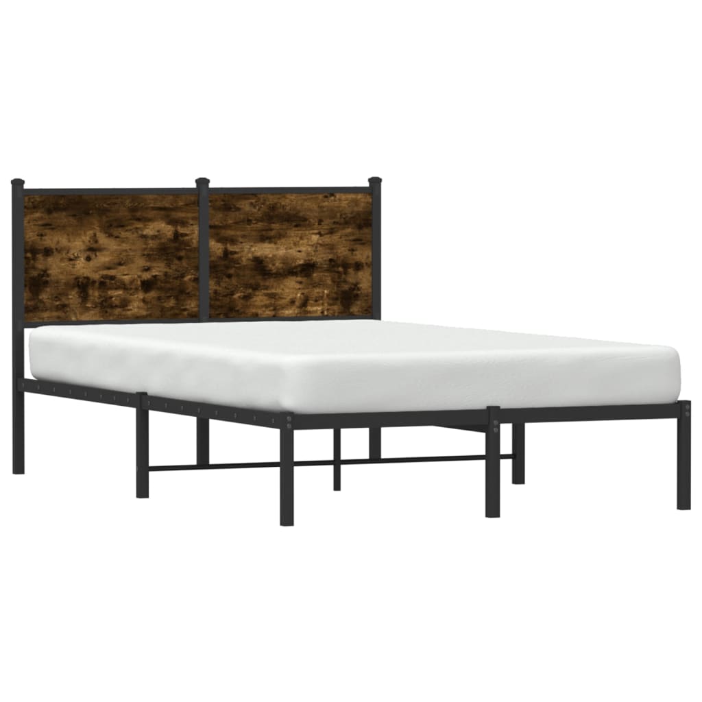 vidaXL Metal Bed Frame without Mattress Smoked Oak 120x190 cm Small Double