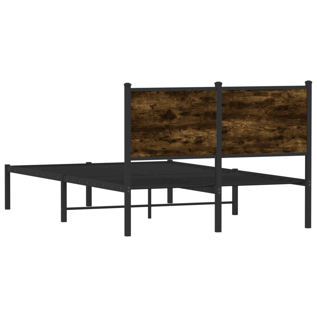 vidaXL Metal Bed Frame without Mattress Smoked Oak 120x190 cm Small Double