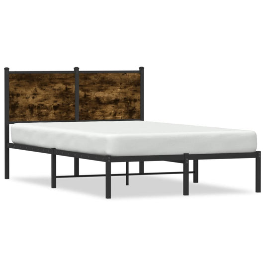 vidaXL Metal Bed Frame without Mattress Smoked Oak 120x190 cm Small Double