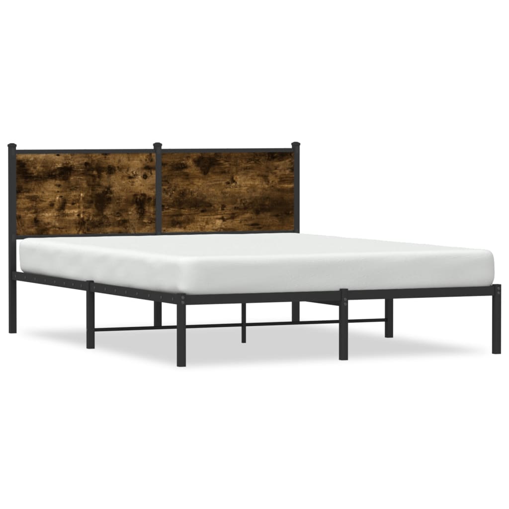 Metal Bed Frame without Mattress Smoked Oak 140x190 cm