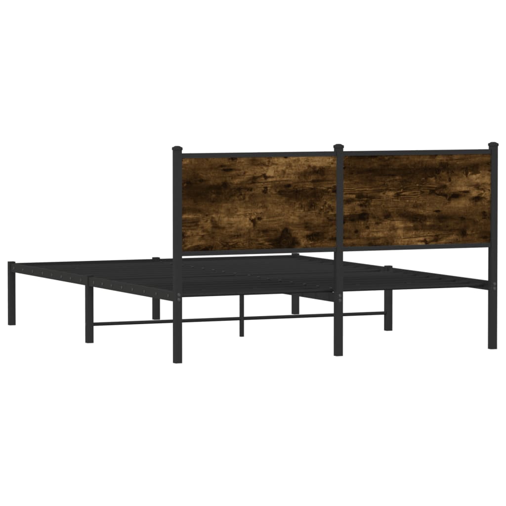 Metal Bed Frame without Mattress Smoked Oak 140x190 cm